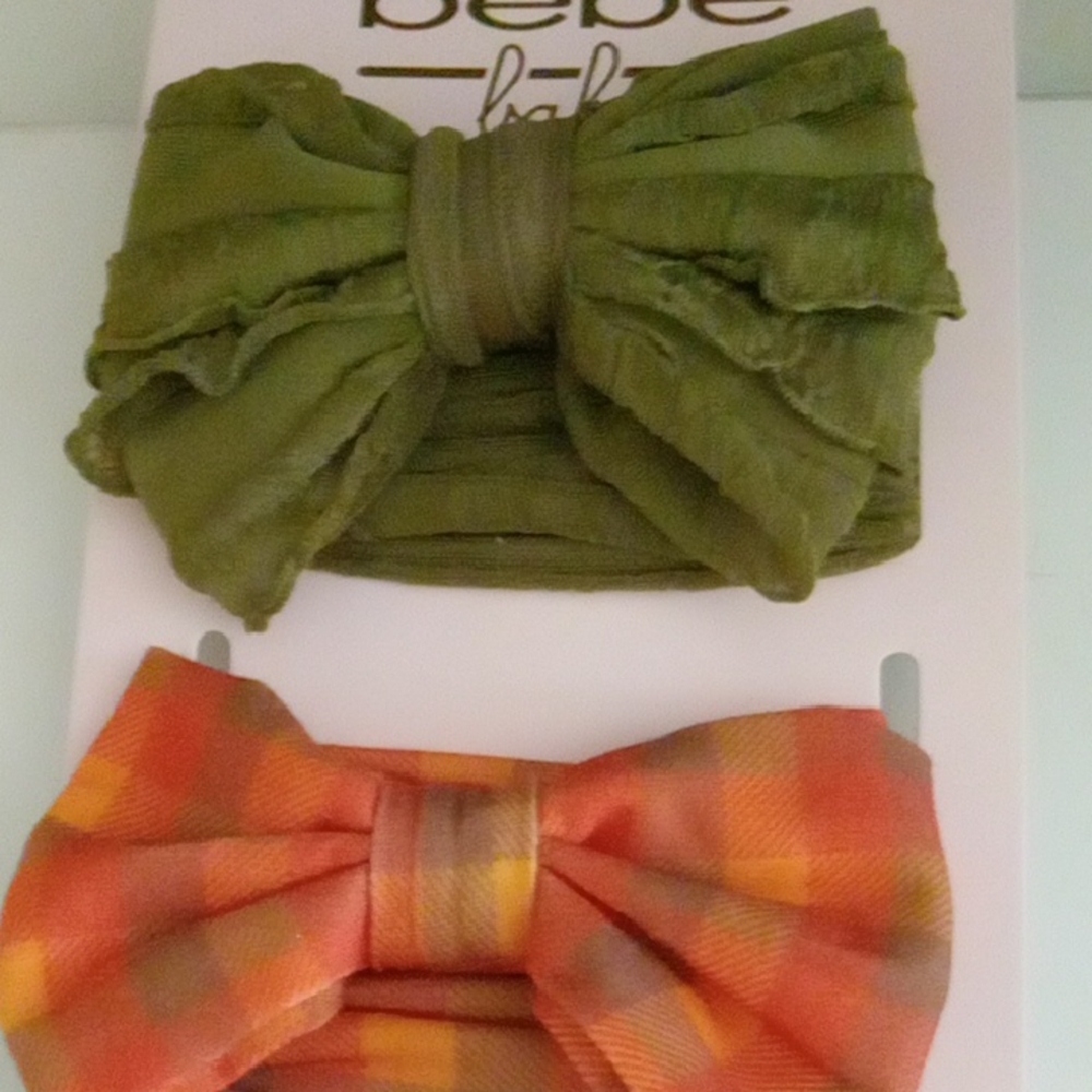 Bebe Kids Green and Orange Bow Set